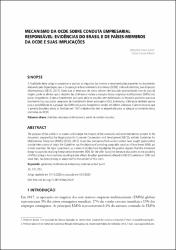 Mecanismo da OCDE sobre conduta empresarial responsável : evidências do Brasil e de países-membros da OCDE e suas implicações