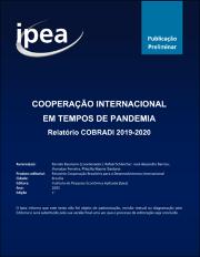 Cooperação internacional em tempos de pandemia : relatório Cobradi 2019-2020