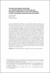 The New Development Bank (NDB) as a mission-oriented institution for just ecological transitions : a case study approach to BRICS sustainable infrastructure investment