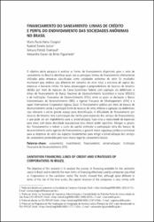 Financiamento do saneamento : linhas de crédito e perfil do endividamento das Sociedades Anônimas no Brasil