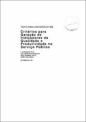 Critérios para geração de indicadores de qualidade e produtividade no serviço público