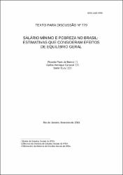 Salário mínimo e pobreza no Brasil: estimativas que consideram efeitos de equilíbrio geral