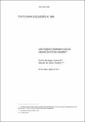 Vantagens comparativas da cidade do Rio de Janeiro